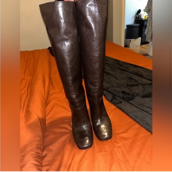 Tory Burch Calf Leather Banana Heel Boot chocolate Brown John Coco 8 - Picture 8 of 8